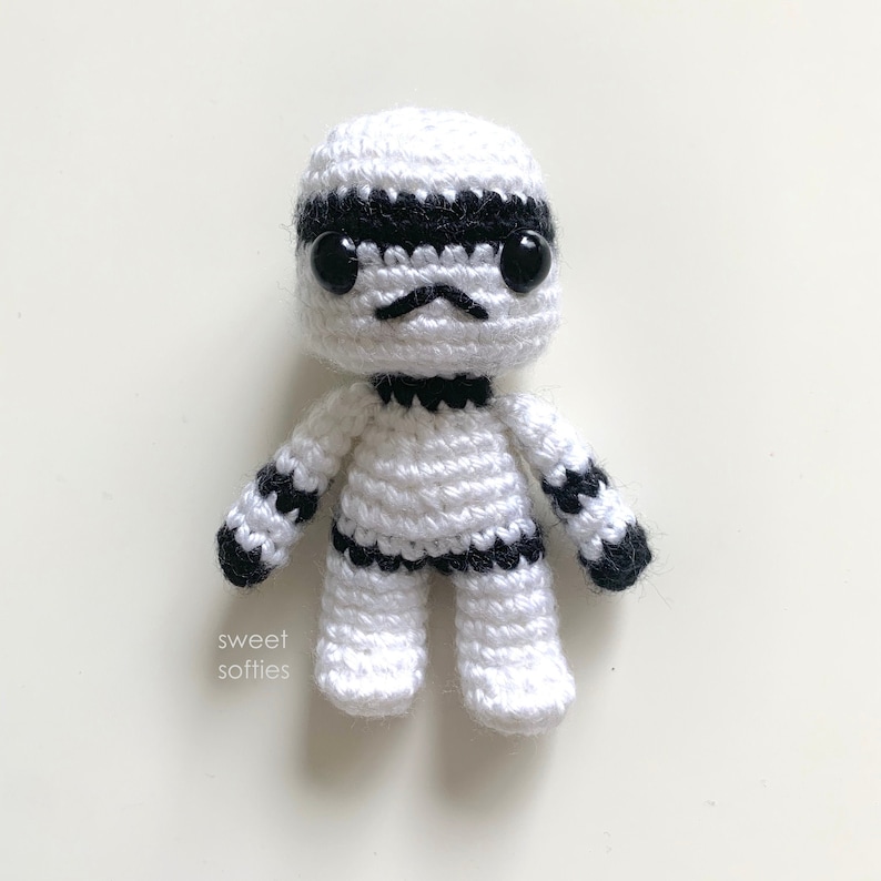 Crochet Stormtrooper Amigurumi Pattern DIY Tutorial Yarn Little Small Chibi Mini Doll Quick Easy Cute Beginner Project Star Wars image 1