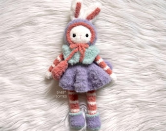 Snowdrop Fluffyins Crochet Pattern · Amigurumi Doll DIY Plush Felted Look Fluffy Yarn Kids Baby Cute Stuffed Animal Forest Woodland Waldorf