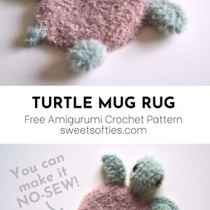 Turtle Mug Rug Crochet Pattern · Low-sew Amigurumi Cup Coaster Tutorial ...