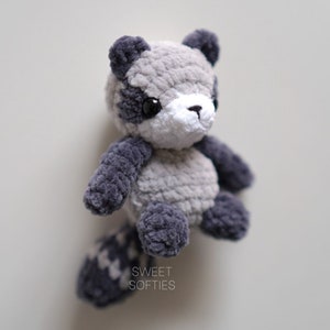 Pocket Raccoon Crochet Pattern Amigurumi PDF Tutorial Baby Stuffed Animal Keychain Charm Easy Beginner Unisex Boys Girls Kids Cute Toy image 5