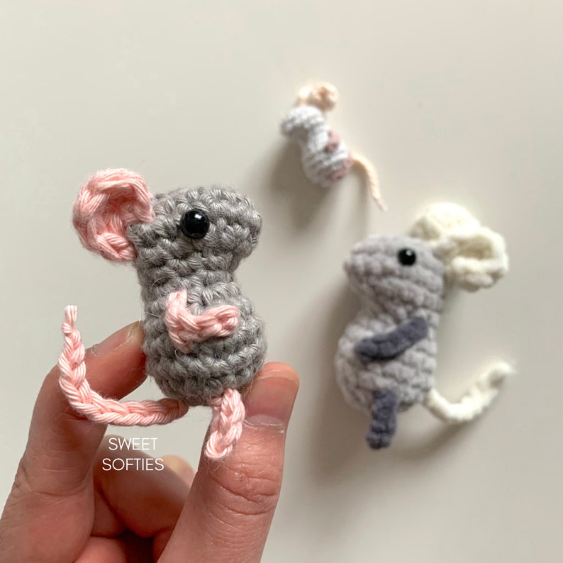 Pocket Mouse Crochet Pattern No Sew Amigurumi Tutorial Keychain Charm Easy Beginner Stuffed Animal Baby Japanese Doll Plush Toy image 6