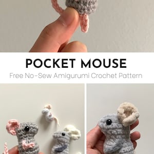 Pocket Mouse Crochet Pattern No Sew Amigurumi Tutorial Keychain Charm Easy Beginner Stuffed Animal Baby Japanese Doll Plush Toy image 5