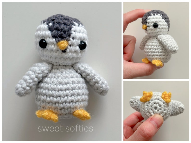 No-Sew Pocket Penguin Crochet Pattern DIY Yarn Fiber Art Tutorial Baby Penguin Animal Amigurumi Pingu Pinga Keychain Mini Size No Sew Cute image 10