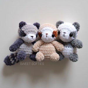 Pocket Raccoon Crochet Pattern Amigurumi PDF Tutorial Baby Stuffed Animal Keychain Charm Easy Beginner Unisex Boys Girls Kids Cute Toy image 3