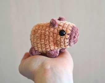 Pocket Capybara Crochet Pattern · NO-SEW Amigurumi Stuffed Animal Doll Plushie Tutorial DIY Plush Yarn with Printable Adoption Certificate