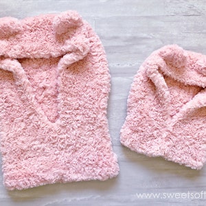 Free Crochet Pattern DIY Tutorial: Fluffy Hooded Bear Cowl quick easy cute modern beginner winter women girl japanese korean fashion image 3