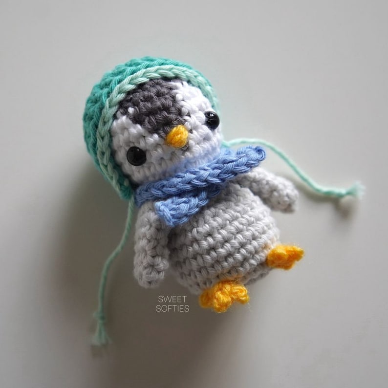No-Sew Pocket Penguin Crochet Pattern DIY Yarn Fiber Art Tutorial Baby Penguin Animal Amigurumi Pingu Pinga Keychain Mini Size No Sew Cute image 7