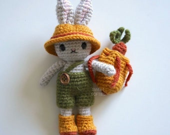 Harvey the Hare Crochet PDF Pattern · Low Sew Amigurumi Bunny Doll Tutorial w/ Removable Clothes Accessories · Pretend Play Dress Up Animal