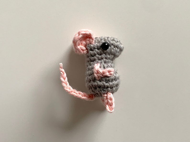 Pocket Mouse Crochet Pattern No Sew Amigurumi Tutorial Keychain Charm Easy Beginner Stuffed Animal Baby Japanese Doll Plush Toy image 1