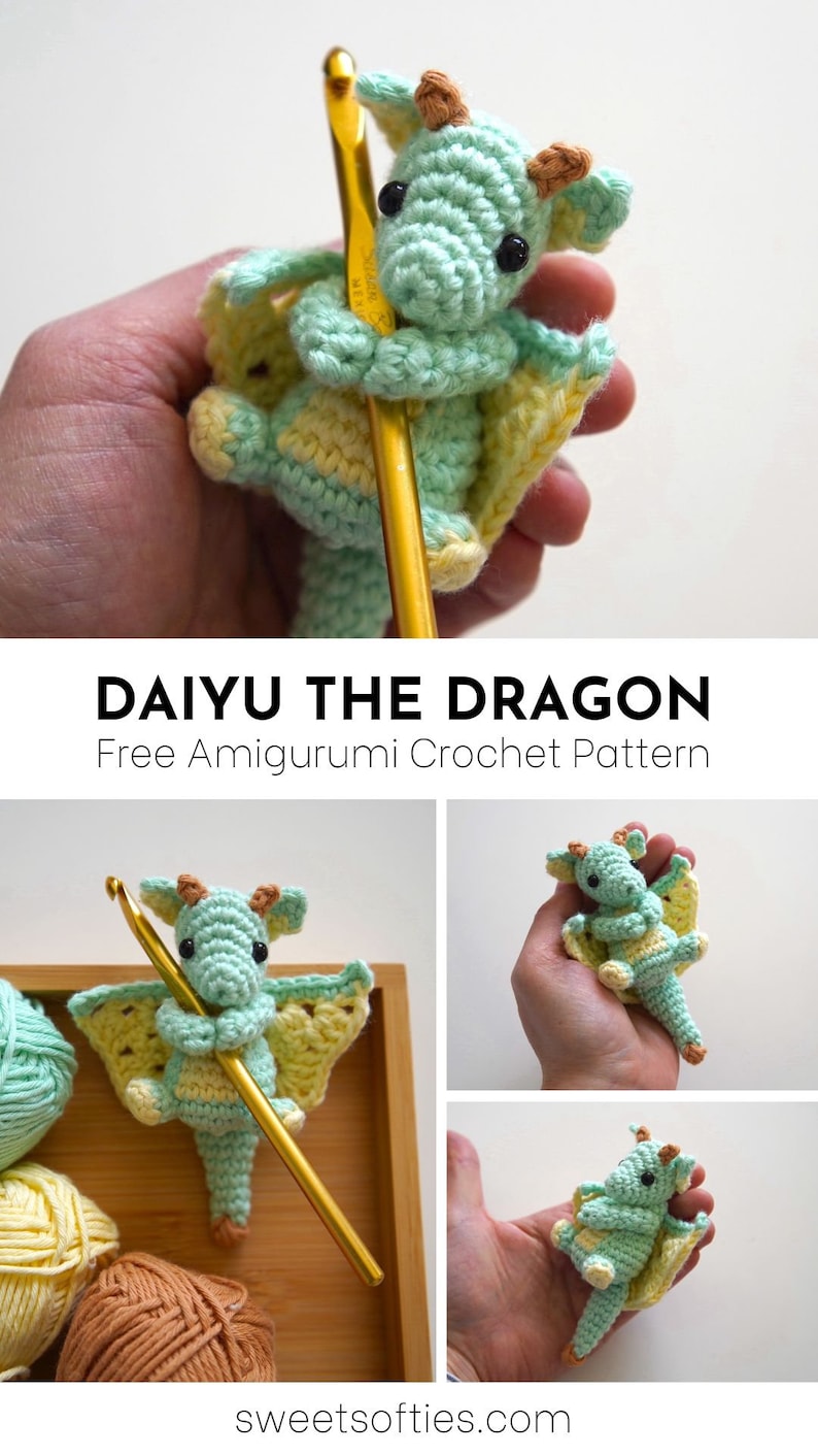 Daiyu the Dragon Crochet PDF PatternAmigurumi Chinese Dragon Pocket Mini Fantasy Mythical Animal Free Crochet Pattern Video Tutorial image 8