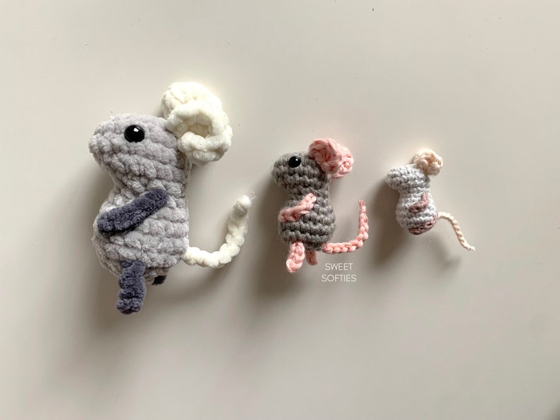 Pocket Mouse Crochet Pattern No Sew Amigurumi Tutorial Keychain Charm Easy Beginner Stuffed Animal Baby Japanese Doll Plush Toy image 3