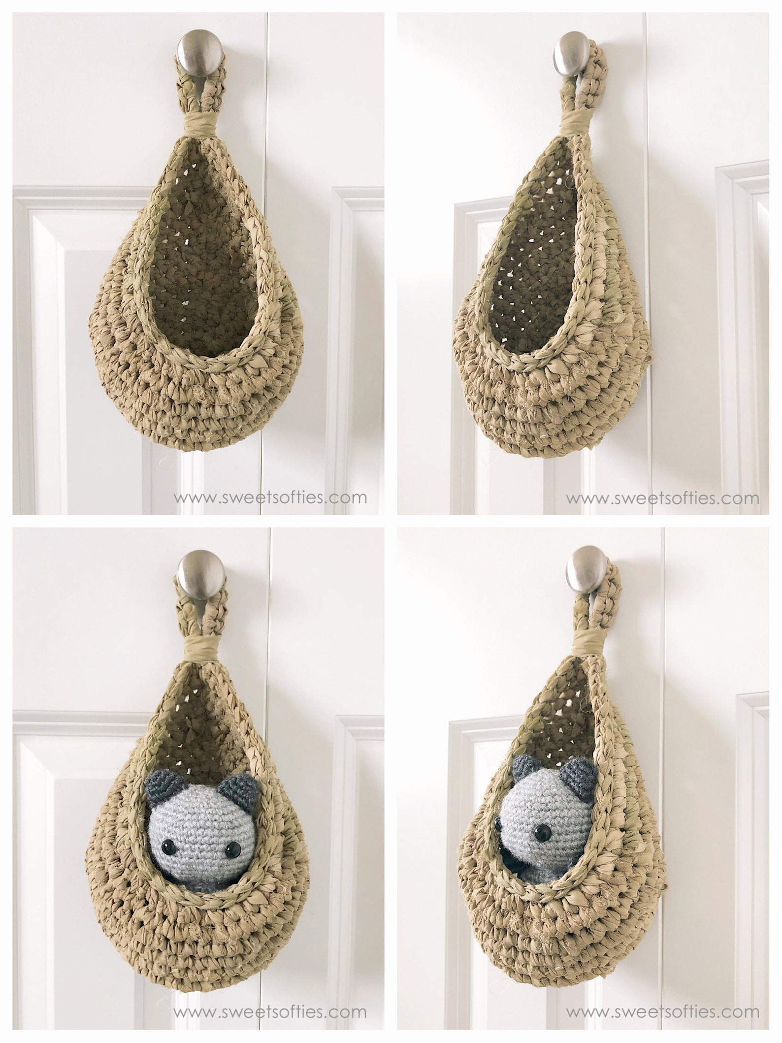 Free Crochet Pattern Teardrop Hanging Baskets DIY Tutorial Etsy
