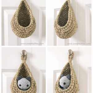 Free Crochet Pattern: Teardrop Hanging Baskets DIY Tutorial quick easy cute home decor container planter plant cozy beginner yarn knitting image 3