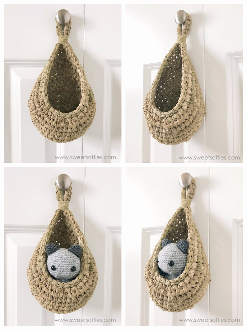 Free Crochet Pattern: Teardrop Hanging Baskets DIY Tutorial quick easy cute home decor container planter plant cozy beginner yarn knitting image 3