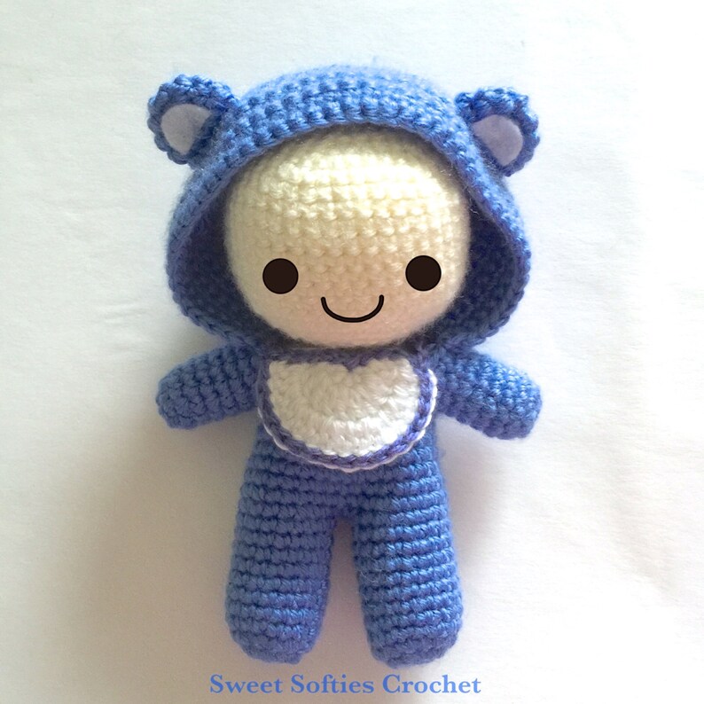 Baby in Bear Onesie Amigurumi Crochet Japanese Anime Doll Etsy