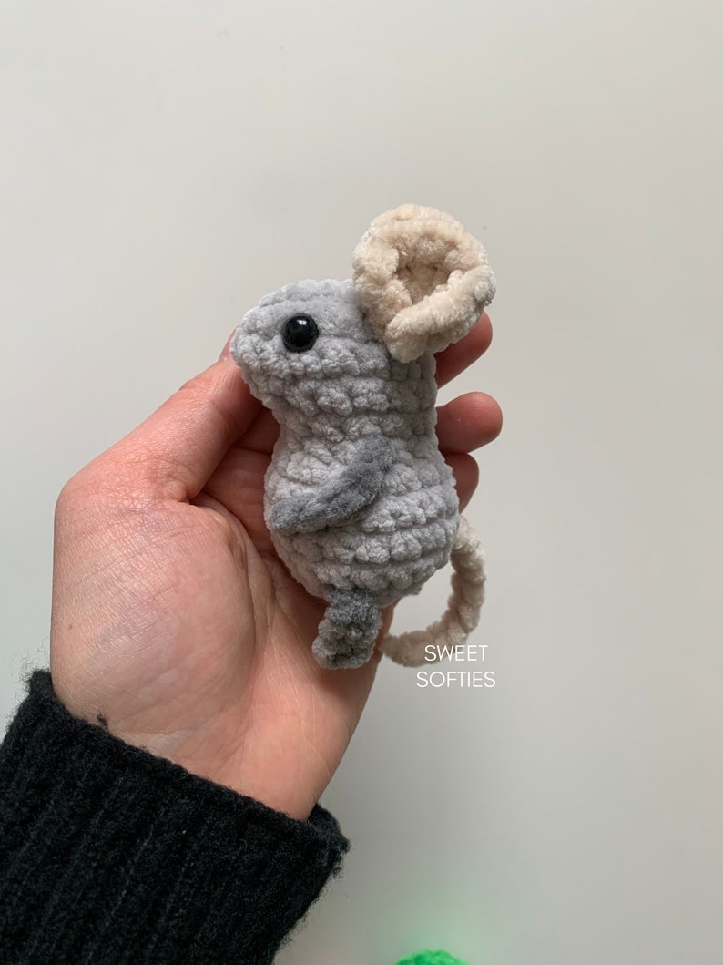 Pocket Mouse Crochet Pattern No Sew Amigurumi Tutorial Keychain Charm Easy Beginner Stuffed Animal Baby Japanese Doll Plush Toy image 8