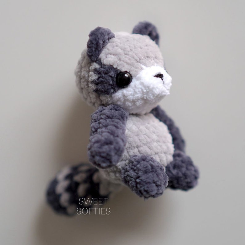 Pocket Raccoon Crochet Pattern Amigurumi PDF Tutorial Baby Stuffed Animal Keychain Charm Easy Beginner Unisex Boys Girls Kids Cute Toy image 6