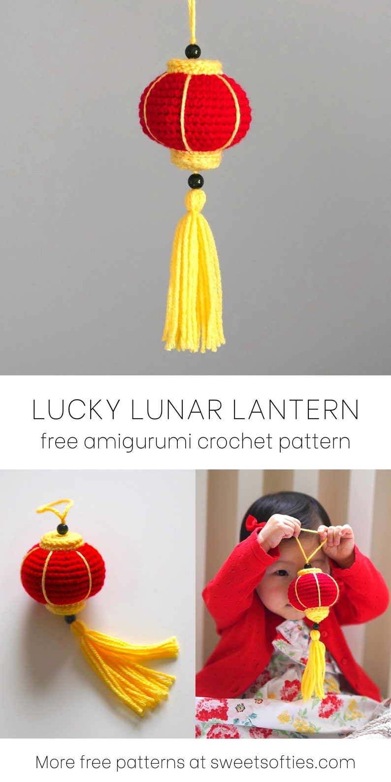 Lucky Lunar Lantern Free Amigurumi Crochet Pattern for Chinese New Year DIY Tutorial quick easy yarn holiday craft kids family handmade image 8