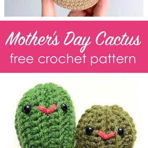 Mother's Day Cactus Amigurumi Doll, Free Crochet Pattern DIY Tutorial quick easy cute beginner yarn knitting Mommy Mama Baby Desert Plant image 2