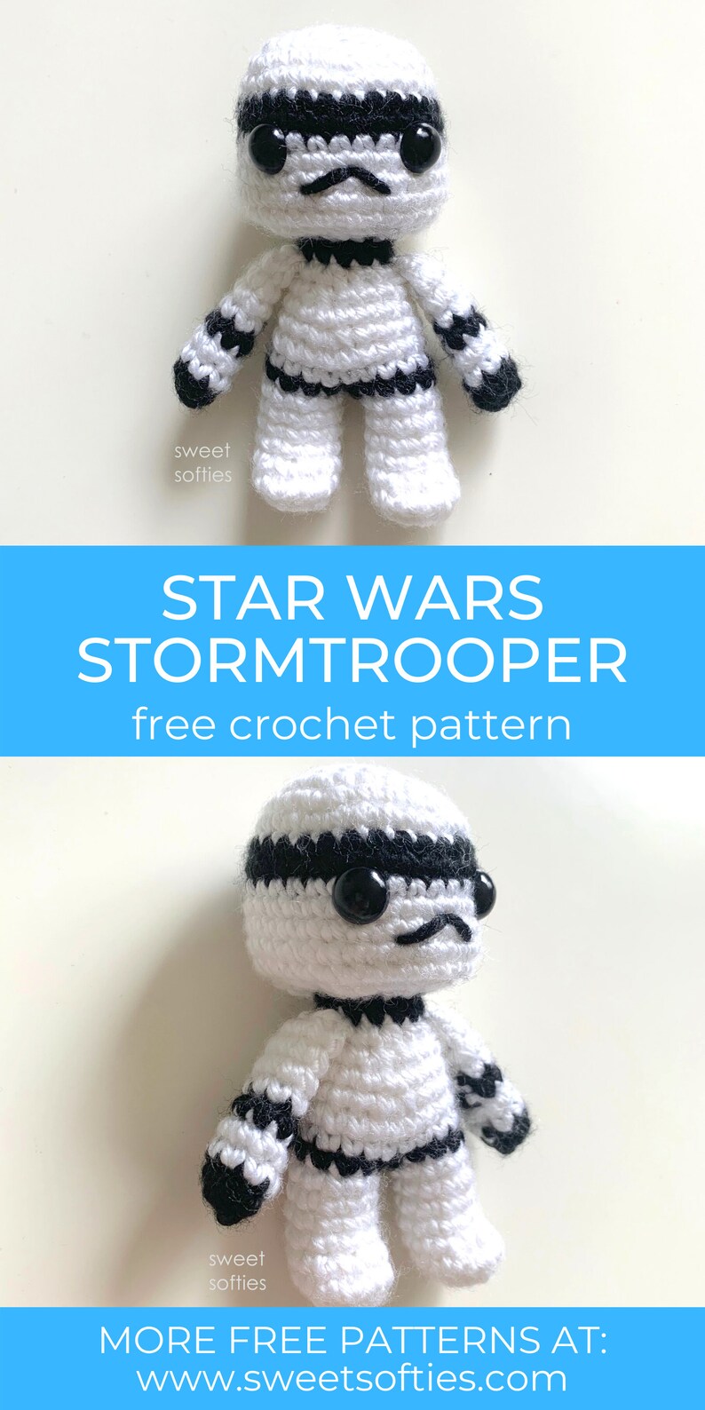 Crochet Stormtrooper Amigurumi Pattern DIY Tutorial Yarn Little Small Chibi Mini Doll Quick Easy Cute Beginner Project Star Wars image 3