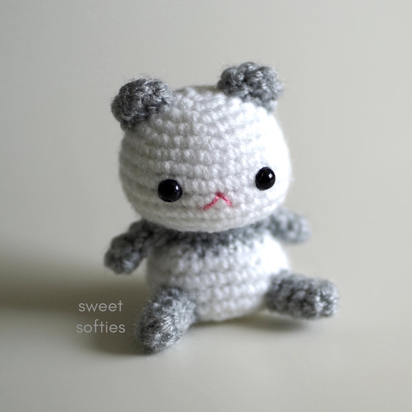 Petite Panda Doll Amigurumi Crochet Pattern · Free DIY Tutorial quick easy cute kawaii mini small handmade yarn bear animal sitting dolls