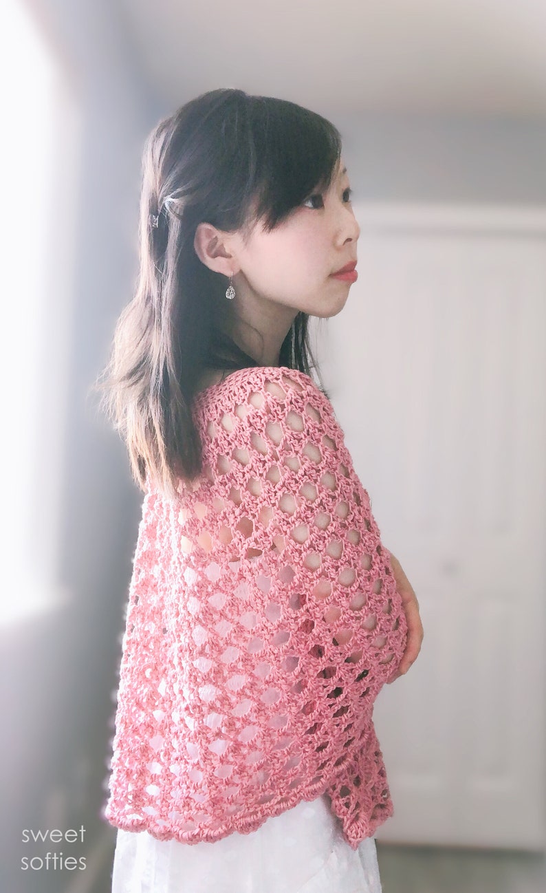 Free Crochet Pattern DIY Tutorial: Rose Finch Capelet Vintage Lace Poncho quick easy cute boho chic beginner summer women girl fashion image 6