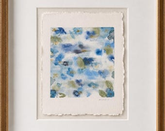Original Art | Drifting Blue Blooms | Small Abstract Watercolour | Frame not included