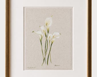 Original Art | Calla Lilies II | Coloured Pencil Sketch | Frame not included