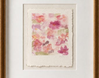 Original Art | Pink Petals in Passing | Small Abstract Watercolour | Frame not included