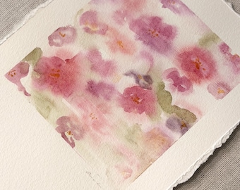 Original Art | Pink Petals in Passing | Small Abstract Watercolour | Frame not included