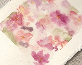 Original Art | Pink Petals in Passing | Small Abstract Watercolour | Frame not included