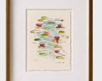 Original Art | Lilypads | Small Abstract Watercolour | Frame not included