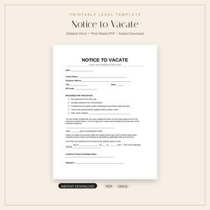 Editable Notice to Vacate Template (Word, PDF)
