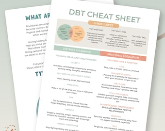 DBT Mega Bundle Printable | Dialectical Behavior Therapy Worksheets, Skills Journal, Cheat Sheet, Coping Cards | Instant Download PDF