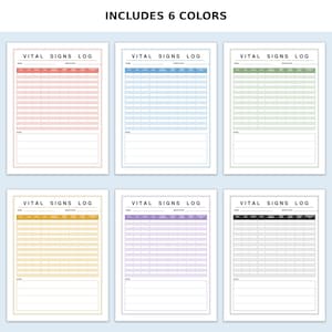 Printable Vital Signs Log, Daily Health Tracker, Nurse Vitals Sheet (PDF Download)