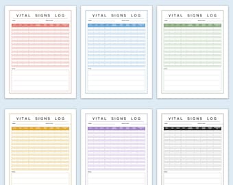 Printable Vital Signs Log, Daily Health Tracker, Nurse Vitals Sheet (PDF Download)