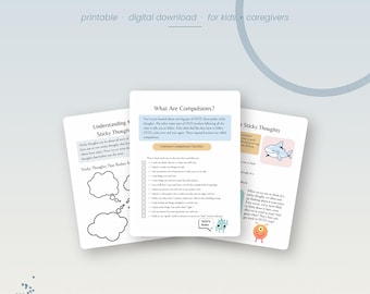 OCD Therapy Workbook for Kids Printable | ERP-Inspired Coping Skills PDF | Sticky Thoughts, Compulsions Checklist | Instant Download