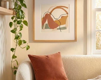 Abstract Figure Print, Mid Century Cut Out Wall Art, Terracotta Boho, Instant Download