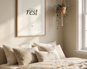 You Are Allowed To Rest Print, Affirmation Wall Art, Minimalist Quote, Instant Download