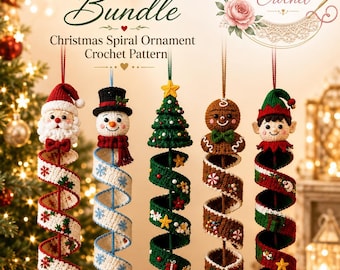 Patrón de ganchillo para adorno navideño en espiral 5 en 1 (descarga en PDF)