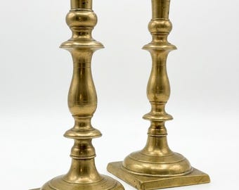 18th Century Brass Russian Candlesticks - Pair