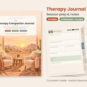 Therapy Journal Fillable PDF | Therapy Session Notes & Prep | Digital Therapy Planner GoodNotes | Mental Health Journal | Counselor Made