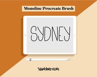 Procreate Lettering Brush | "Sydney" Monoline Font | Digital Download