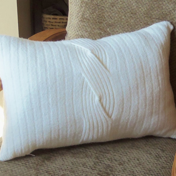 Felted Recycled Wool Sweater Pillow - Ivory