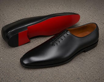Handmade men black leather classic style lace up office shoes, Formal shoes for mens