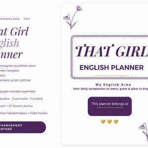 Planner d'anglais pour francophones -English Learning Digital Planner - Planner digital girly - Vocabulary Grammar - GoodNotes planner lilas