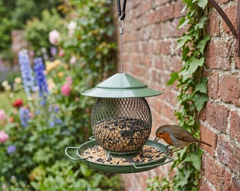 Hanging Mesh Bird Feeder Outdoor Wild Bird Seed Feeder Metal Garden Bird Feeding Station Weather Resistant Backyard Bird Gift