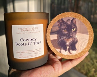 Personalized Pet Portrait Candle | Custom Photo Scented Candle, Vegan Wax