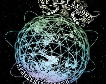 Spaceship Earth Poster- Peace on Earth Art- Unity Consciousness Art- Global Awakening- Meditation Gift - Buckminster Fuller EARTH DAY LOVE