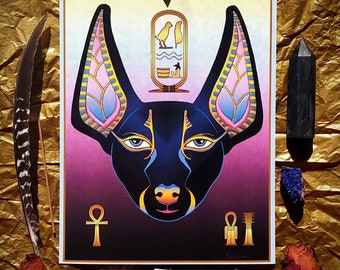 Anubis Anpu Original Art Print of Ancient Egyptian Neter/God of the Dead, Soul Journey, Protection,  Initiation